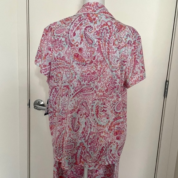 Lauren Ralph Lauren Small Pajama Set Paisley Print Button Top Capri Pant - Picture 4 of 5